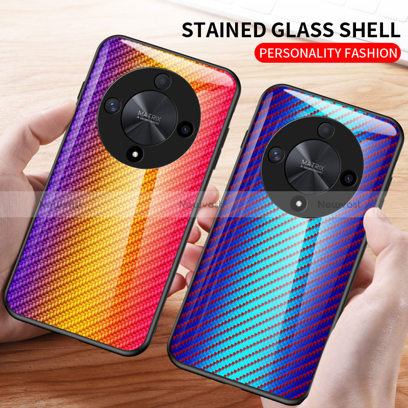 Silicone Frame Mirror Rainbow Gradient Case Cover LS2 for Huawei Honor X9b 5G