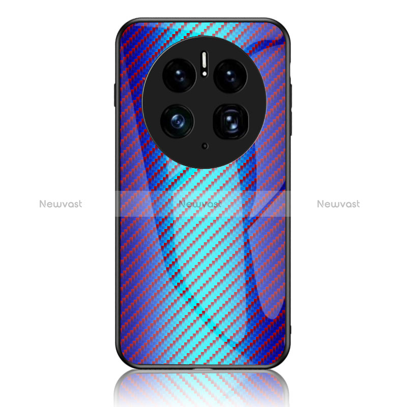 Silicone Frame Mirror Rainbow Gradient Case Cover LS2 for Huawei Mate 50 Pro Blue