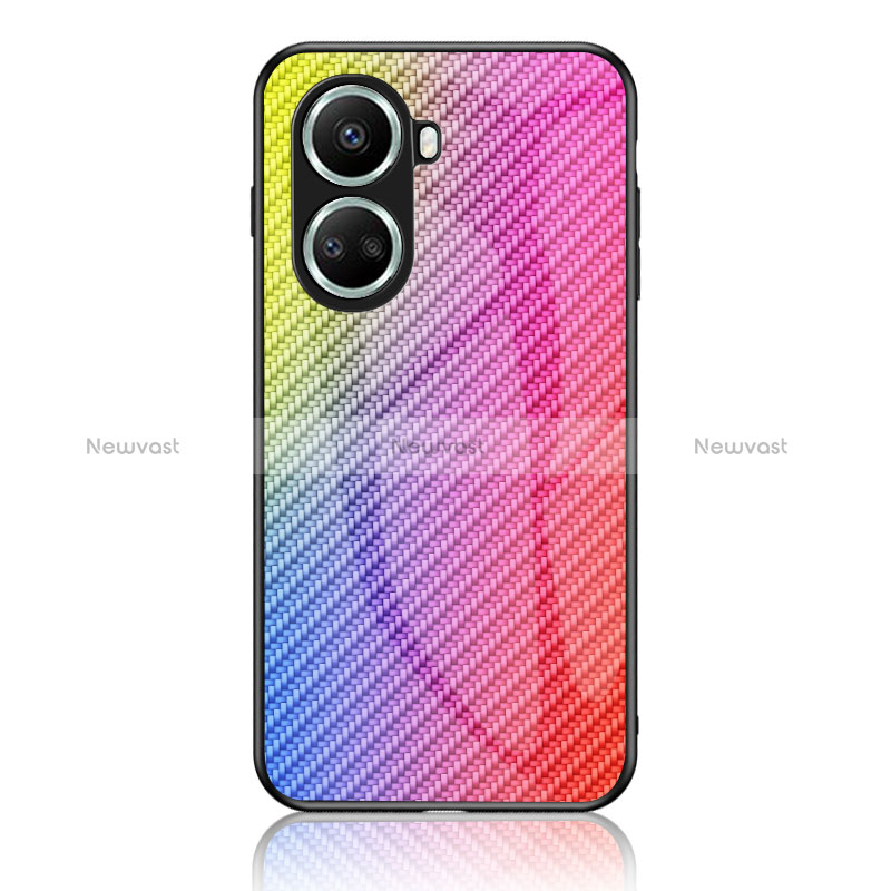 Silicone Frame Mirror Rainbow Gradient Case Cover LS2 for Huawei Nova 10 SE