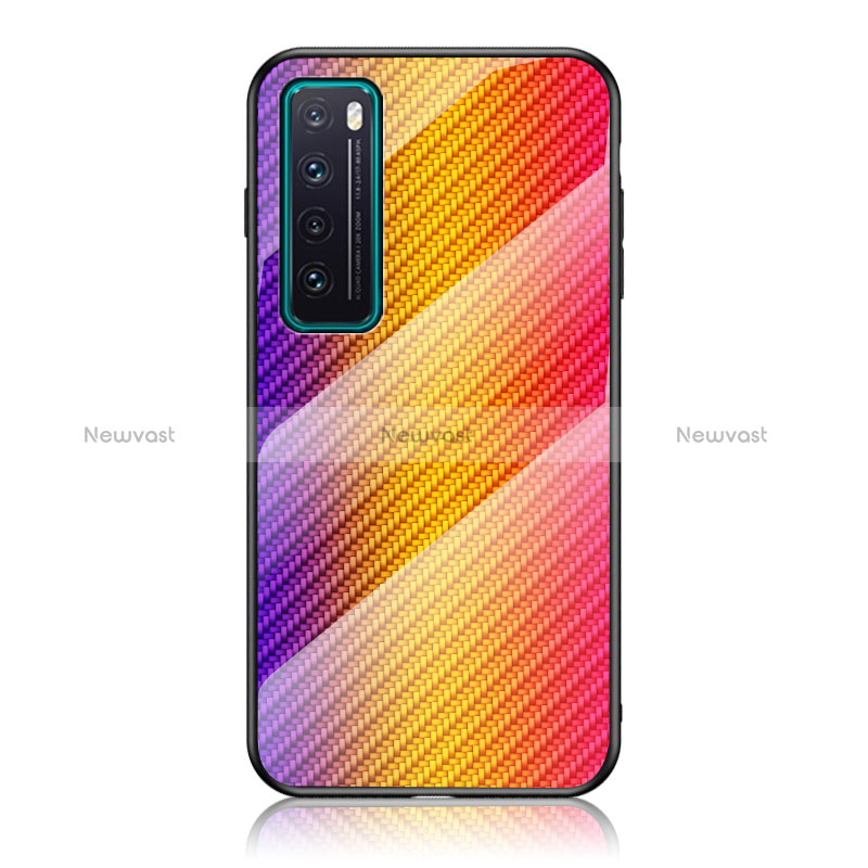 Silicone Frame Mirror Rainbow Gradient Case Cover LS2 for Huawei Nova 7 5G