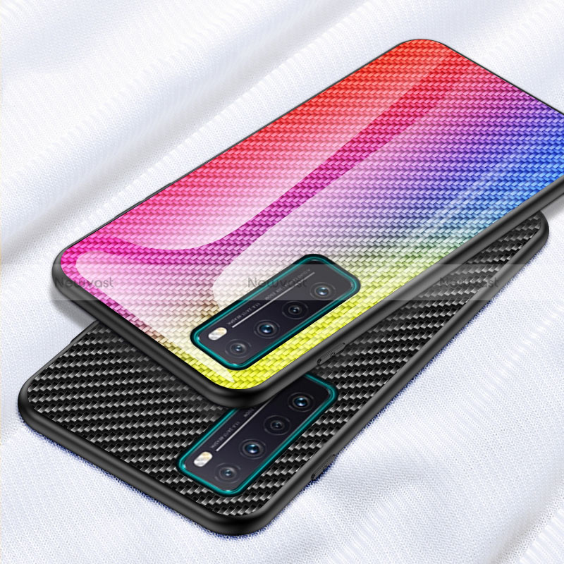 Silicone Frame Mirror Rainbow Gradient Case Cover LS2 for Huawei Nova 7 5G