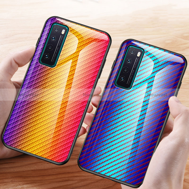 Silicone Frame Mirror Rainbow Gradient Case Cover LS2 for Huawei Nova 7 5G