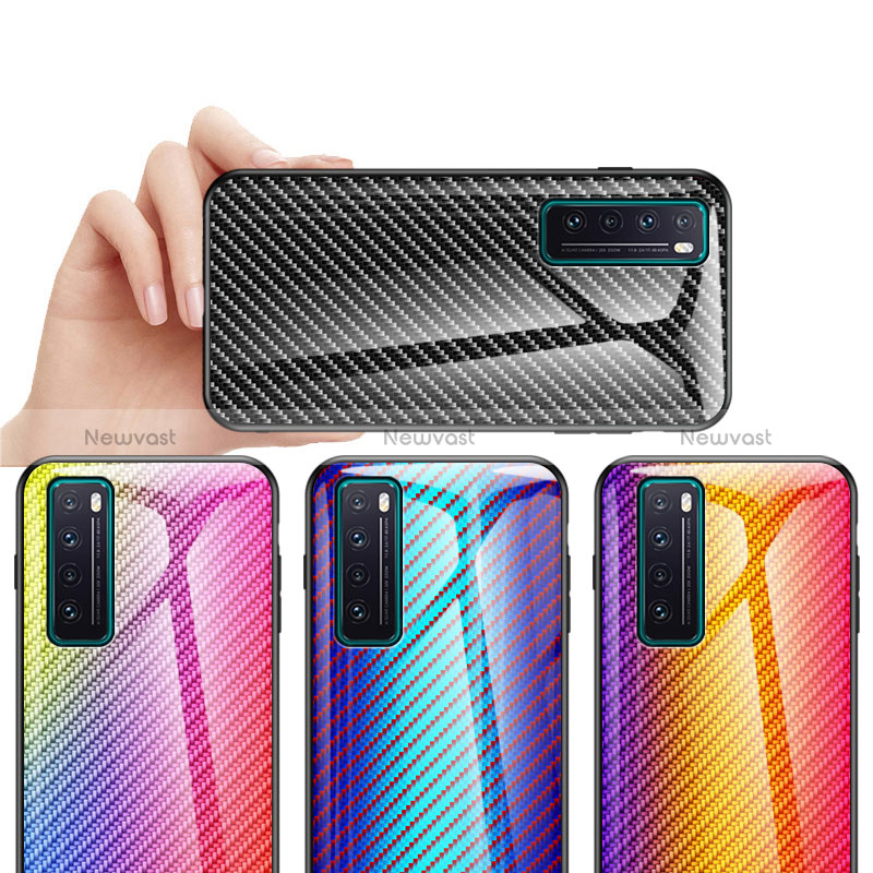 Silicone Frame Mirror Rainbow Gradient Case Cover LS2 for Huawei Nova 7 5G