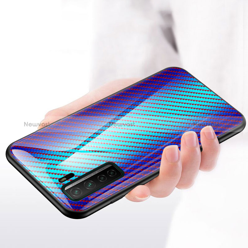 Silicone Frame Mirror Rainbow Gradient Case Cover LS2 for Huawei Nova 7 SE 5G