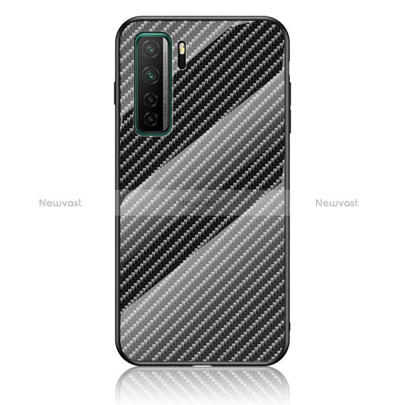 Silicone Frame Mirror Rainbow Gradient Case Cover LS2 for Huawei Nova 7 SE 5G Black