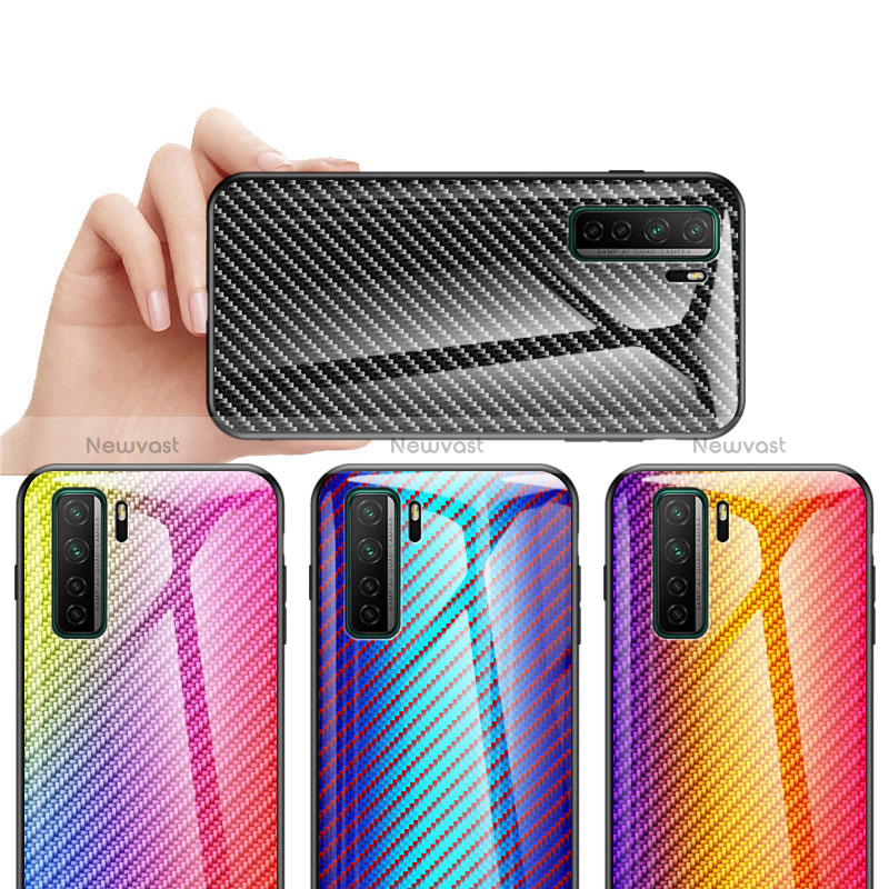 Silicone Frame Mirror Rainbow Gradient Case Cover LS2 for Huawei P40 Lite 5G