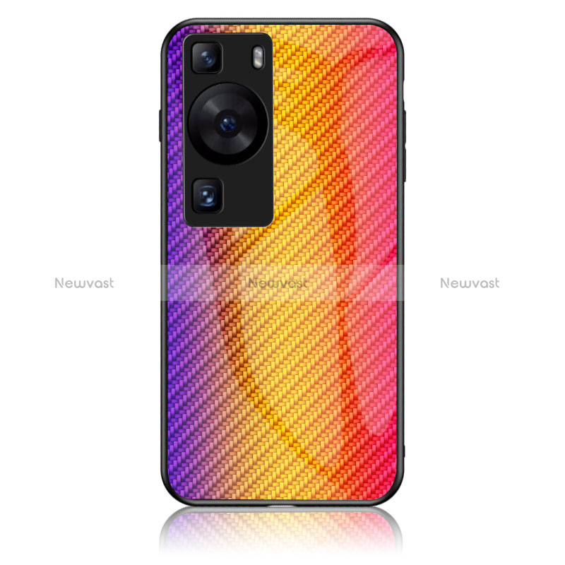 Silicone Frame Mirror Rainbow Gradient Case Cover LS2 for Huawei P60