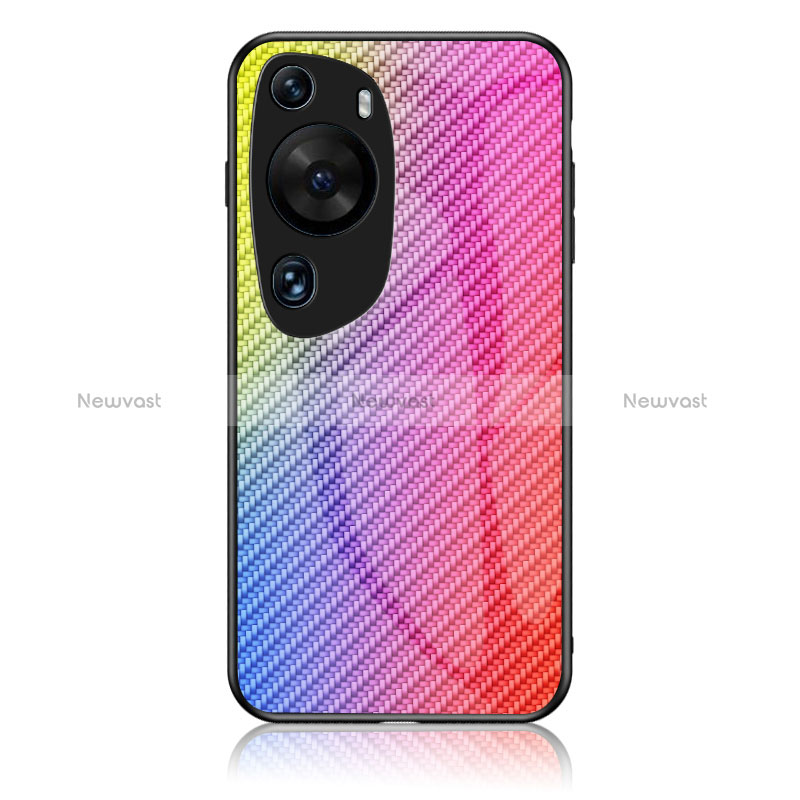 Silicone Frame Mirror Rainbow Gradient Case Cover LS2 for Huawei P60 Art