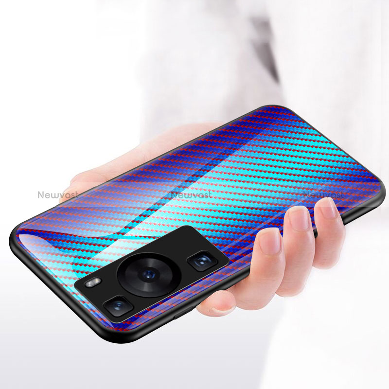 Silicone Frame Mirror Rainbow Gradient Case Cover LS2 for Huawei P60 Pro