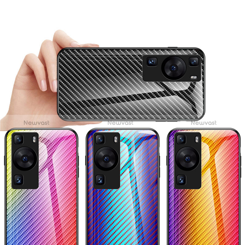 Silicone Frame Mirror Rainbow Gradient Case Cover LS2 for Huawei P60 Pro