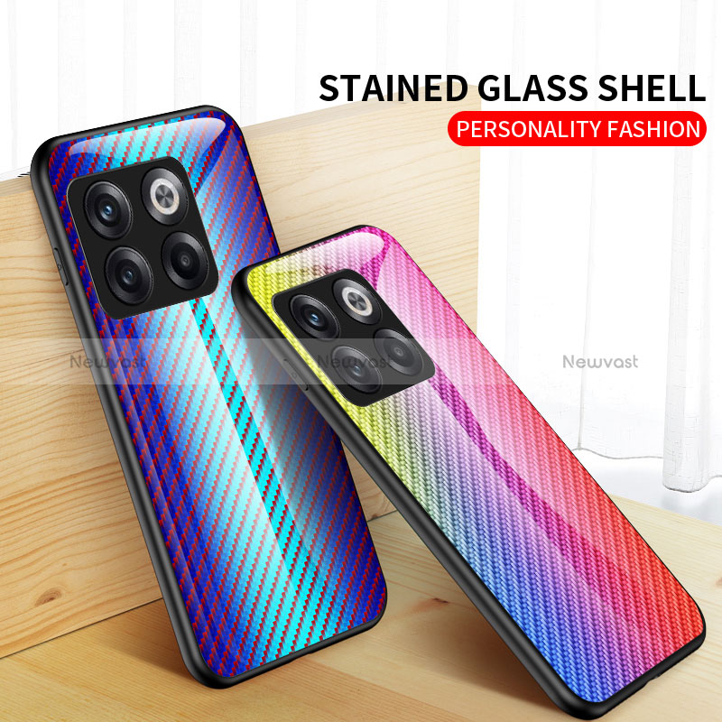 Silicone Frame Mirror Rainbow Gradient Case Cover LS2 for OnePlus 10T 5G