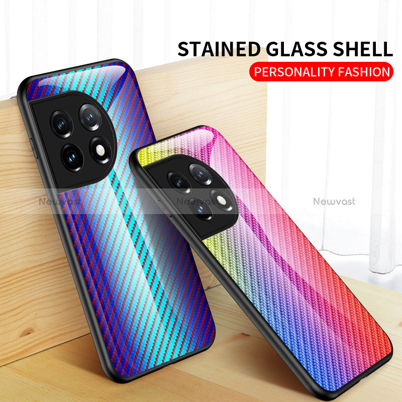 Silicone Frame Mirror Rainbow Gradient Case Cover LS2 for OnePlus 11 5G