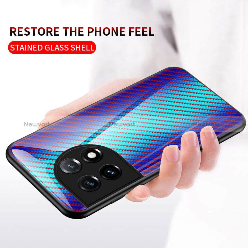 Silicone Frame Mirror Rainbow Gradient Case Cover LS2 for OnePlus 11 5G