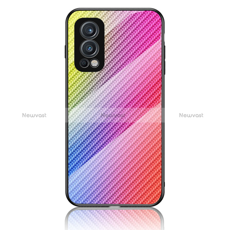 Silicone Frame Mirror Rainbow Gradient Case Cover LS2 for OnePlus Nord 2 5G