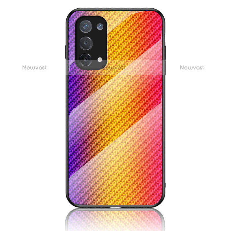 Silicone Frame Mirror Rainbow Gradient Case Cover LS2 for OnePlus Nord N200 5G