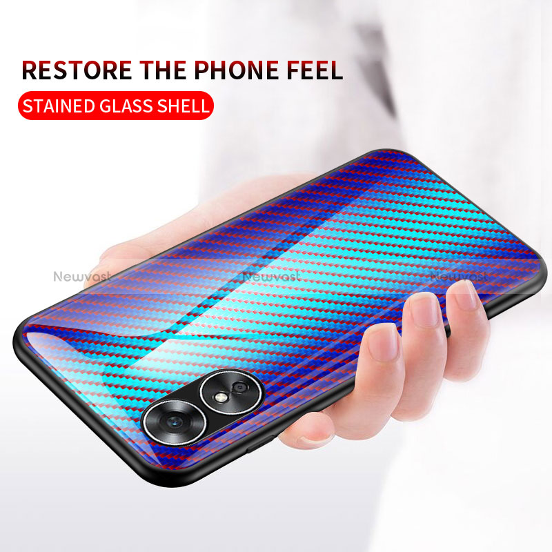 Silicone Frame Mirror Rainbow Gradient Case Cover LS2 for Oppo A17
