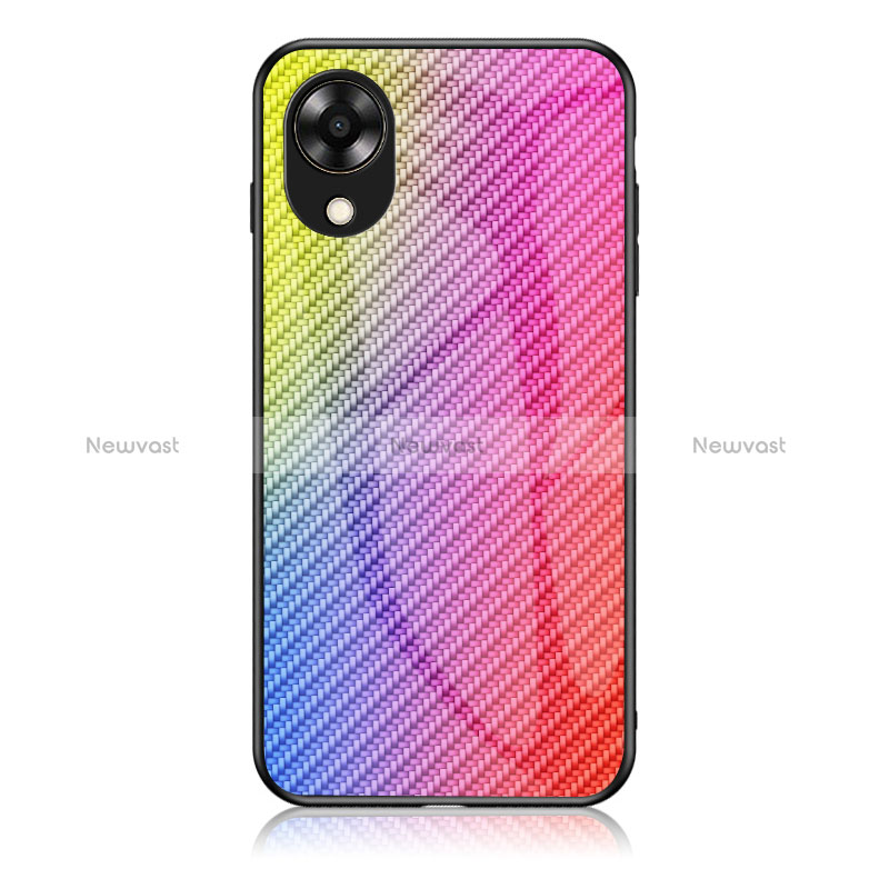 Silicone Frame Mirror Rainbow Gradient Case Cover LS2 for Oppo A17K