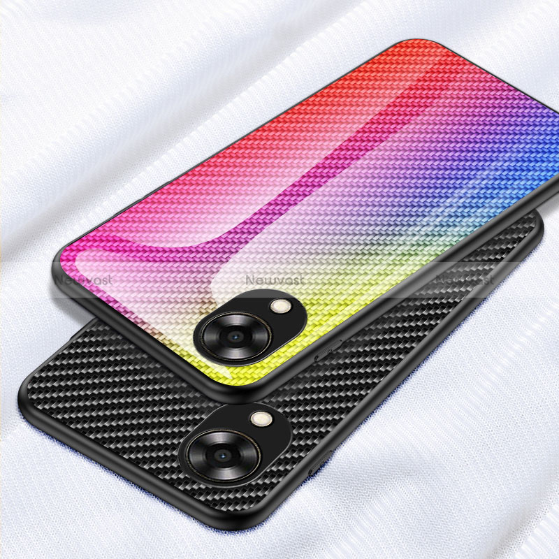 Silicone Frame Mirror Rainbow Gradient Case Cover LS2 for Oppo A17K