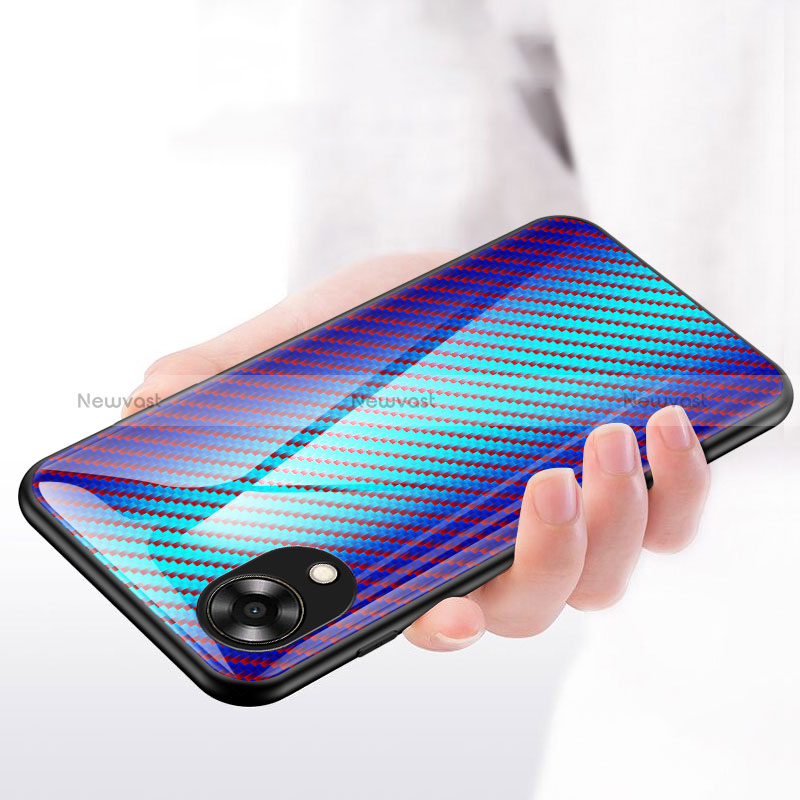 Silicone Frame Mirror Rainbow Gradient Case Cover LS2 for Oppo A17K