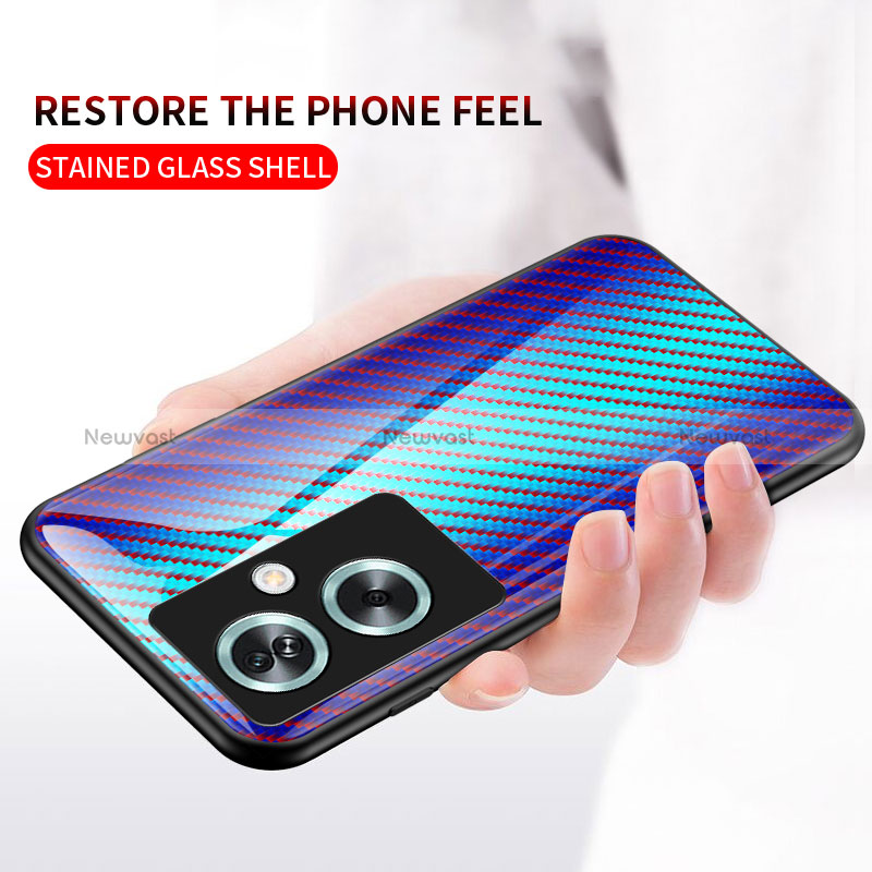 Silicone Frame Mirror Rainbow Gradient Case Cover LS2 for Oppo A2 5G