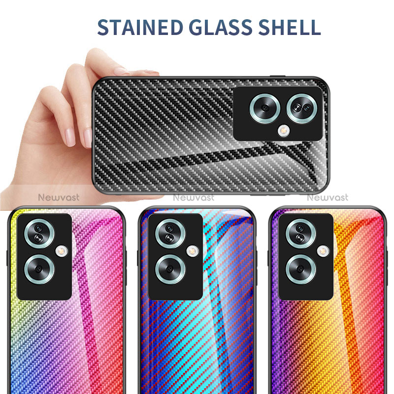 Silicone Frame Mirror Rainbow Gradient Case Cover LS2 for Oppo A2 5G