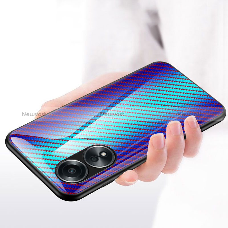 Silicone Frame Mirror Rainbow Gradient Case Cover LS2 for Oppo A38