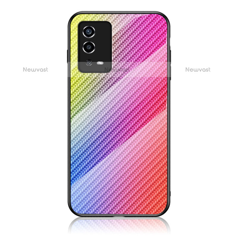Silicone Frame Mirror Rainbow Gradient Case Cover LS2 for Oppo A55 4G
