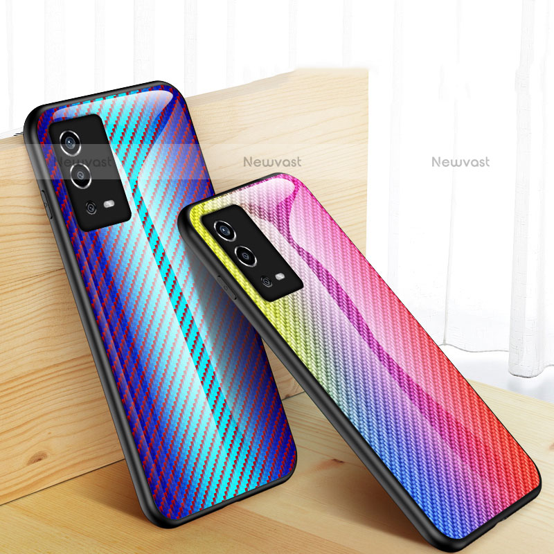 Silicone Frame Mirror Rainbow Gradient Case Cover LS2 for Oppo A55 4G