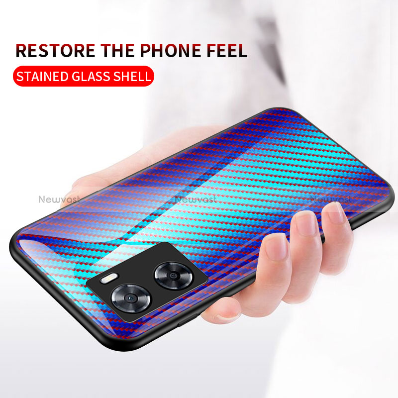 Silicone Frame Mirror Rainbow Gradient Case Cover LS2 for Oppo A77s