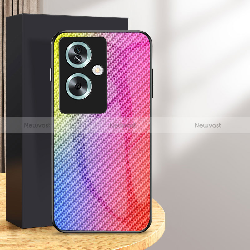 Silicone Frame Mirror Rainbow Gradient Case Cover LS2 for Oppo A79 5G