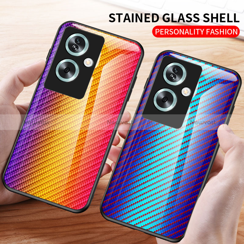 Silicone Frame Mirror Rainbow Gradient Case Cover LS2 for Oppo A79 5G