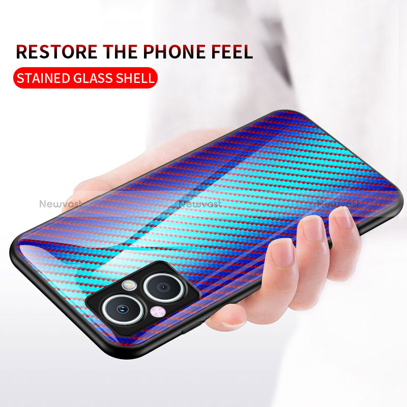 Silicone Frame Mirror Rainbow Gradient Case Cover LS2 for Oppo A96 5G