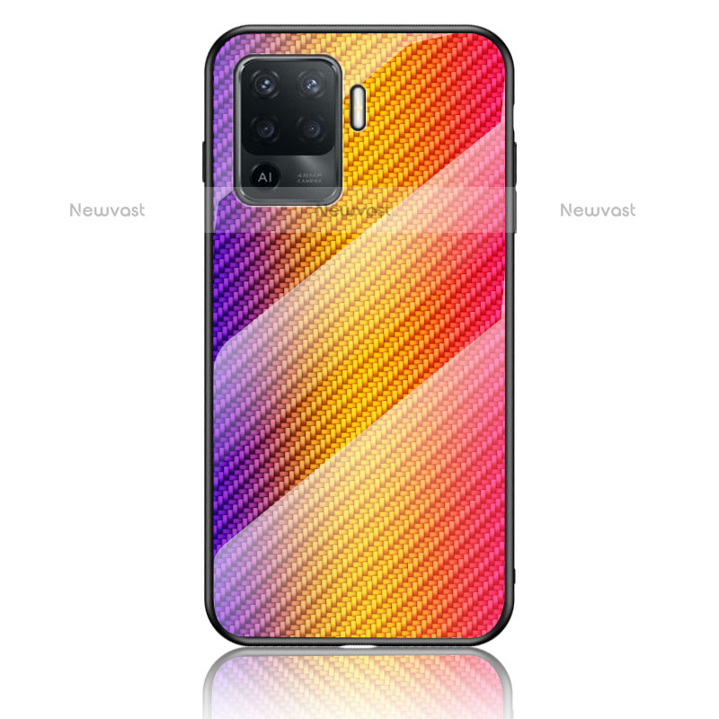 Silicone Frame Mirror Rainbow Gradient Case Cover LS2 for Oppo F19 Pro