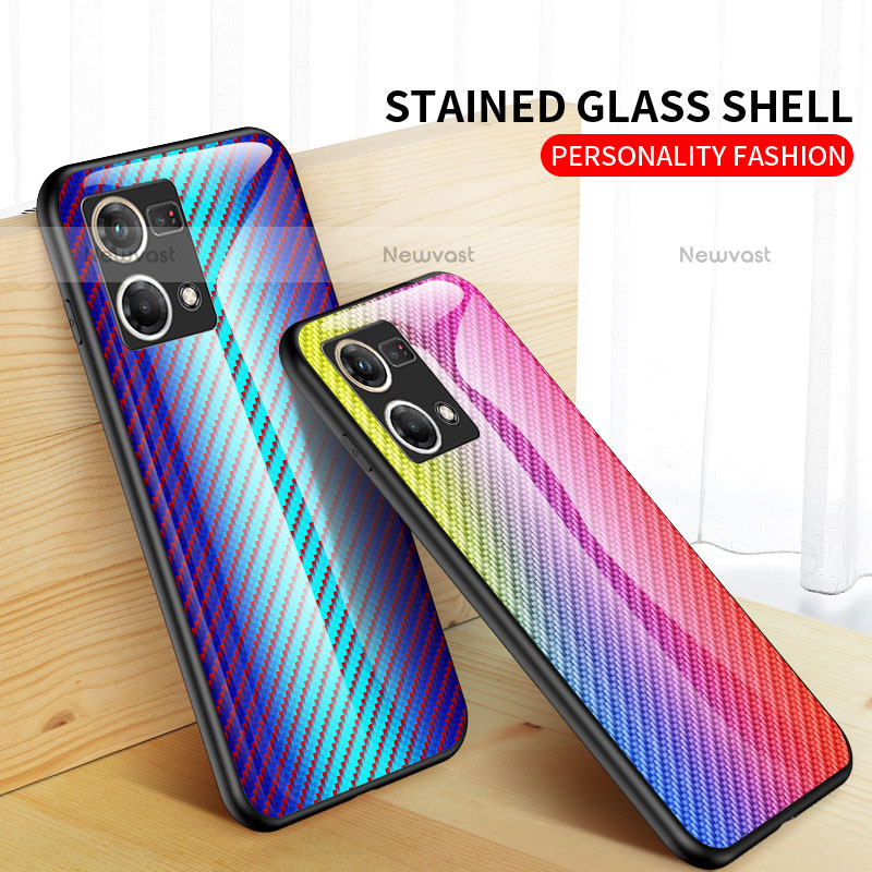 Silicone Frame Mirror Rainbow Gradient Case Cover LS2 for Oppo F21 Pro 4G