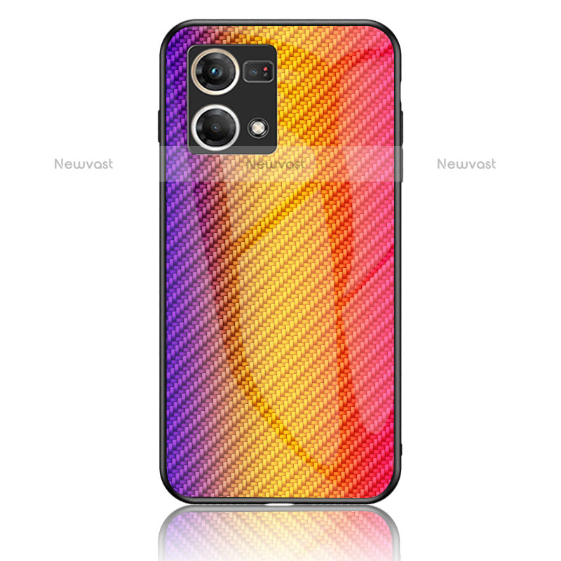 Silicone Frame Mirror Rainbow Gradient Case Cover LS2 for Oppo F21 Pro 4G Orange