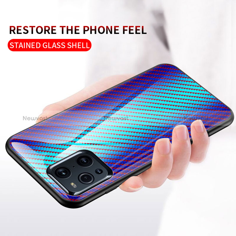 Silicone Frame Mirror Rainbow Gradient Case Cover LS2 for Oppo Find X3 5G