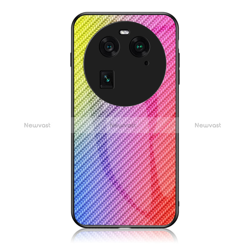 Silicone Frame Mirror Rainbow Gradient Case Cover LS2 for Oppo Find X6 Pro 5G