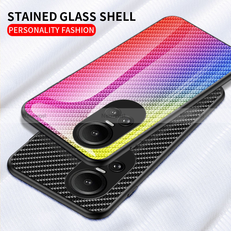 Silicone Frame Mirror Rainbow Gradient Case Cover LS2 for Oppo Reno10 5G