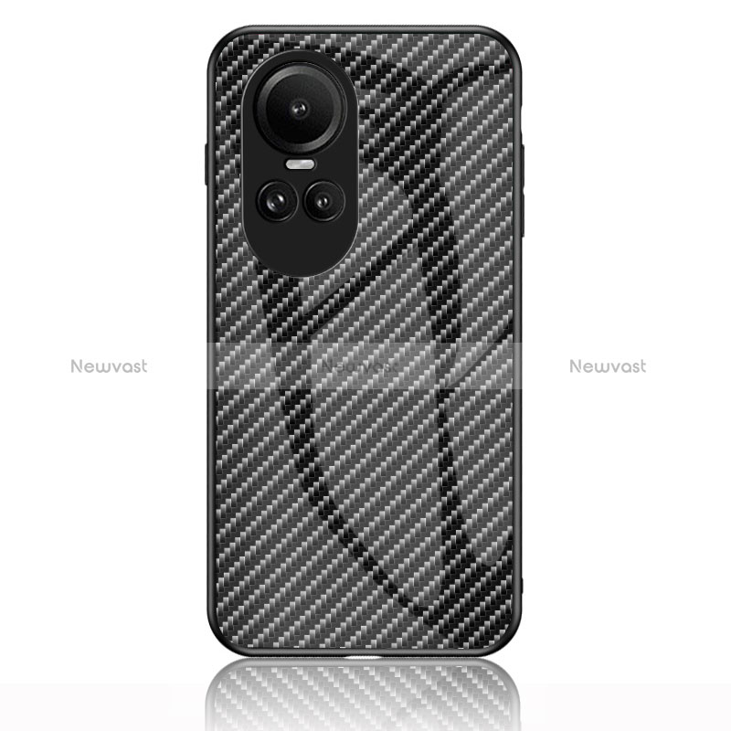 Silicone Frame Mirror Rainbow Gradient Case Cover LS2 for Oppo Reno10 5G Black