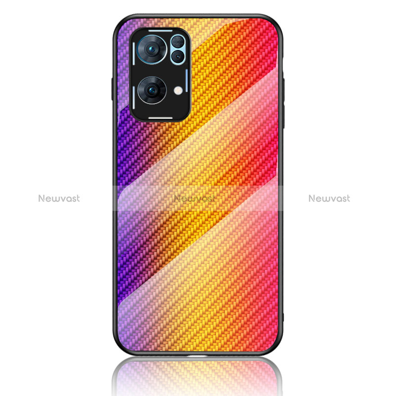 Silicone Frame Mirror Rainbow Gradient Case Cover LS2 for Oppo Reno7 Pro 5G