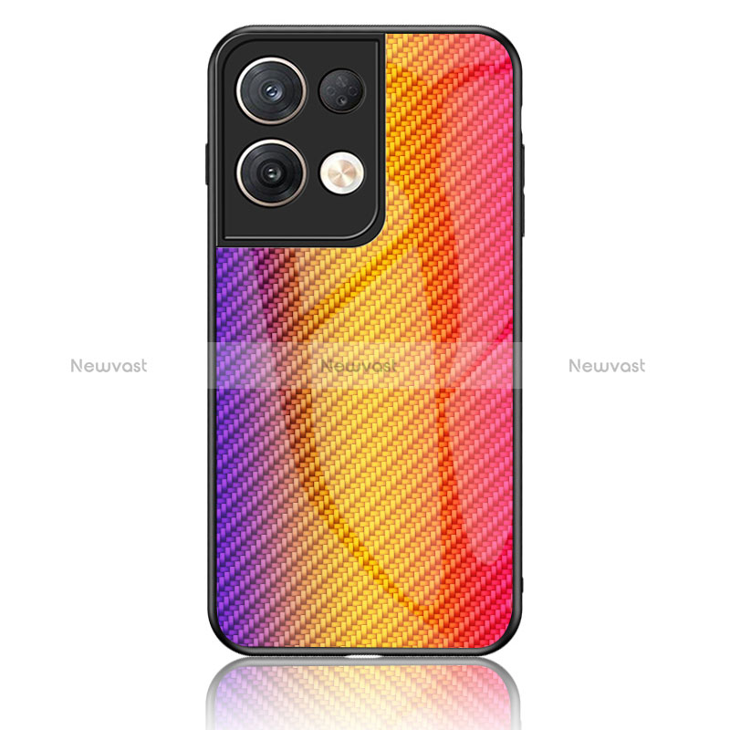 Silicone Frame Mirror Rainbow Gradient Case Cover LS2 for Oppo Reno8 Pro+ Plus 5G