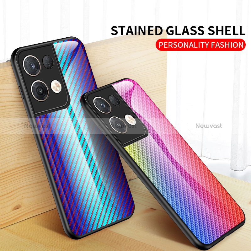 Silicone Frame Mirror Rainbow Gradient Case Cover LS2 for Oppo Reno8 Pro+ Plus 5G