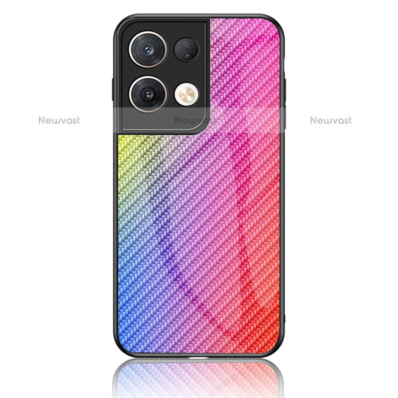 Silicone Frame Mirror Rainbow Gradient Case Cover LS2 for Oppo Reno9 Pro+ Plus 5G