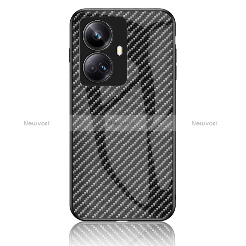 Silicone Frame Mirror Rainbow Gradient Case Cover LS2 for Realme 10 Pro+ Plus 5G Black