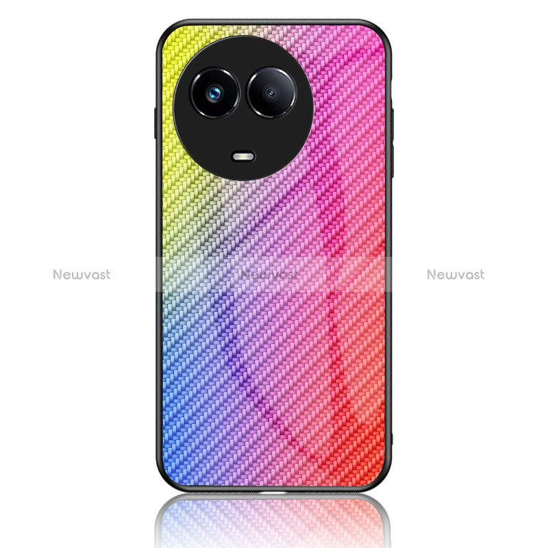 Silicone Frame Mirror Rainbow Gradient Case Cover LS2 for Realme 11X 5G