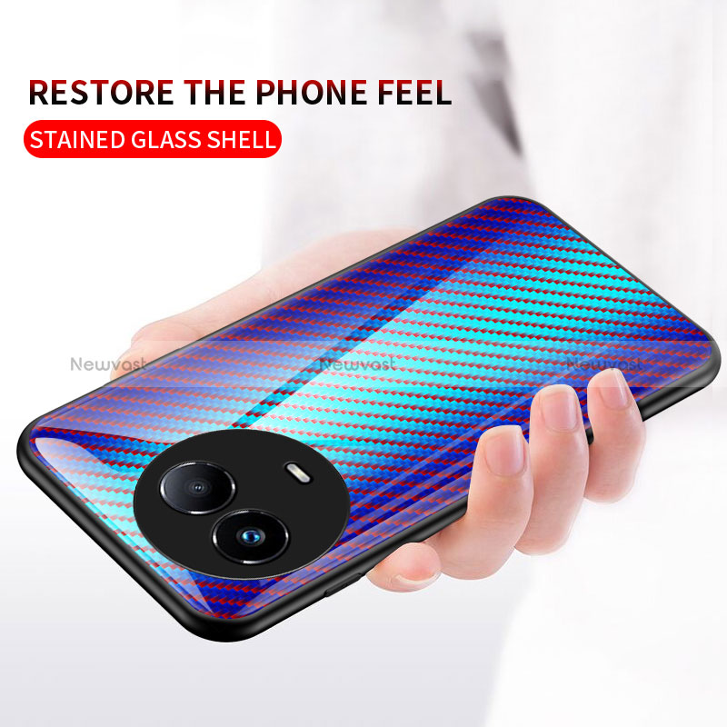 Silicone Frame Mirror Rainbow Gradient Case Cover LS2 for Realme 11X 5G