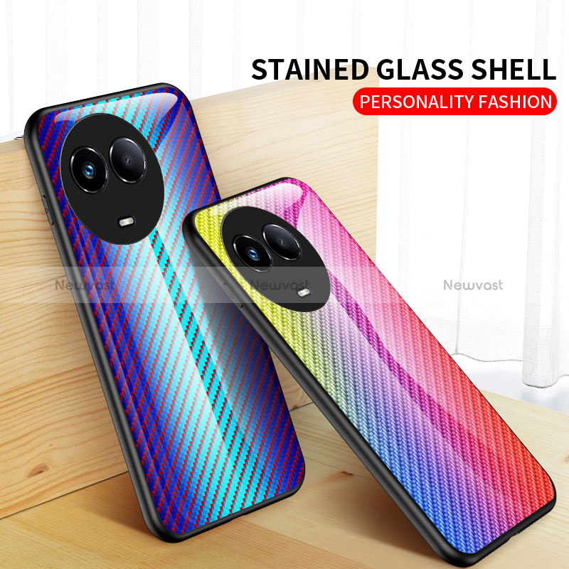 Silicone Frame Mirror Rainbow Gradient Case Cover LS2 for Realme 11X 5G