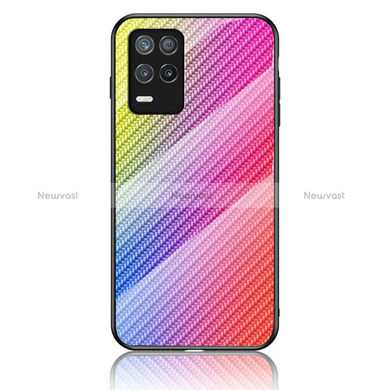 Silicone Frame Mirror Rainbow Gradient Case Cover LS2 for Realme 8 5G