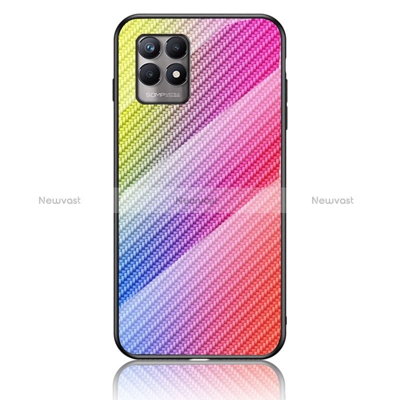 Silicone Frame Mirror Rainbow Gradient Case Cover LS2 for Realme 8i