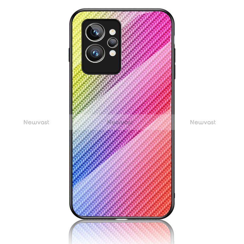 Silicone Frame Mirror Rainbow Gradient Case Cover LS2 for Realme GT2 Pro 5G